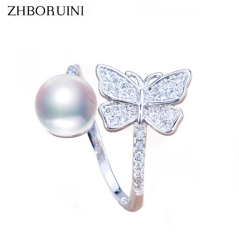 ZHBORUINI 2019 модное кольцо с жемчугом из стерлингового серебра 925 пробы ювелирные