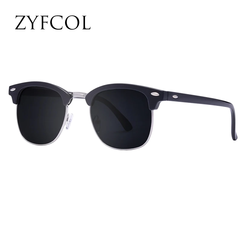 Zfycol Солнцезащитные очки для женщин Для женщин оригинальный Брендовая дизайнерская обувь модные классические Винтаж Половина металла дамы