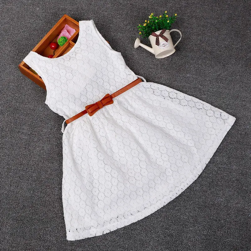 Кружевное Открытое платье для маленьких девочек; одежда; БЕЗРУКАВНОЕ кружевное кроше; летнее платье