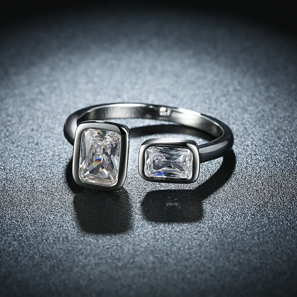 ERLUER модное серебряное кольцо с покрытием из кубического циркония подвеска-амулет для вечеринки открывающая манжета кольца роскошный нежный Для женщин квадратном каблуке с украшением в виде кристаллов классические ювелирные изделия