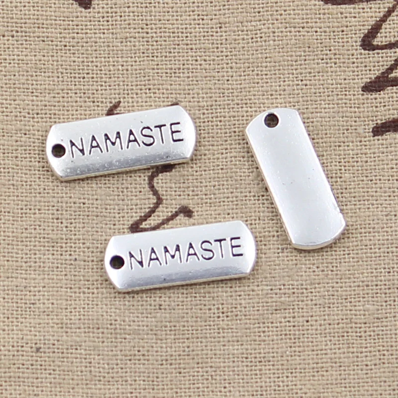 

6pcs Charms plates namaste 21x8mm Antique Tibetan Silver Bronze Pendant Findings Accessories DIY Vintage Choker Necklace