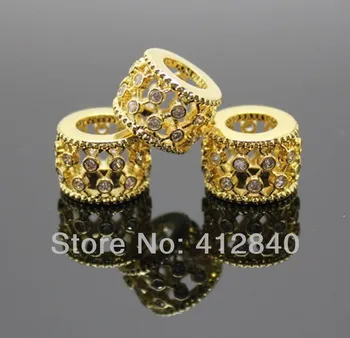 

High quality Hollow Flower Zircon Beads Big Hole Beads Fit European Style Bracelets And Necklace