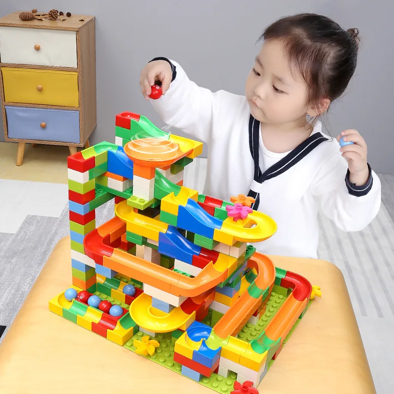 Siveit Marble Run Building Blocks Construction Toys Set Puzzle Race Track Marble Roller Coaster Kids and Parent-Child Game Maze Balls 168 Pieces 
