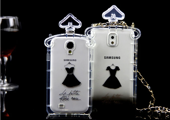 luxury brand perfume bottle black Silicon chain Case cover for samsung galaxy S3 S4 note 2 3 9500 9300 7100 9000 free shipping |