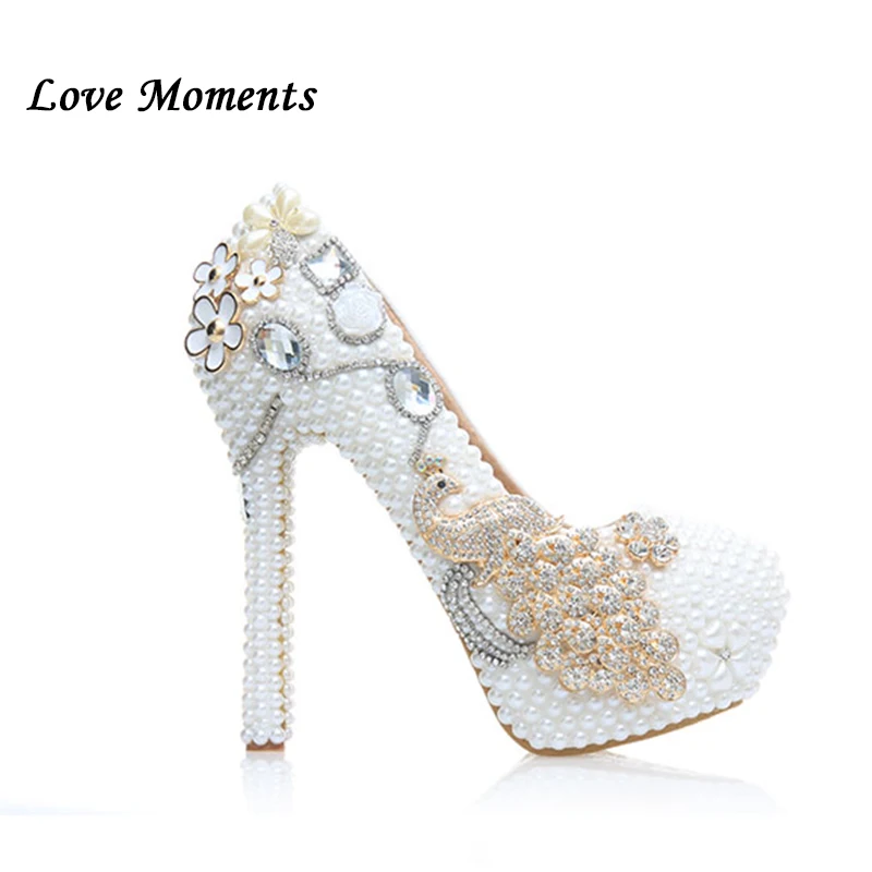 

Love Moments New Arrival Ivory Pearl Party shoes Woman wedding Dress shoes and purse sets high Heel platform shoes women's Pumps