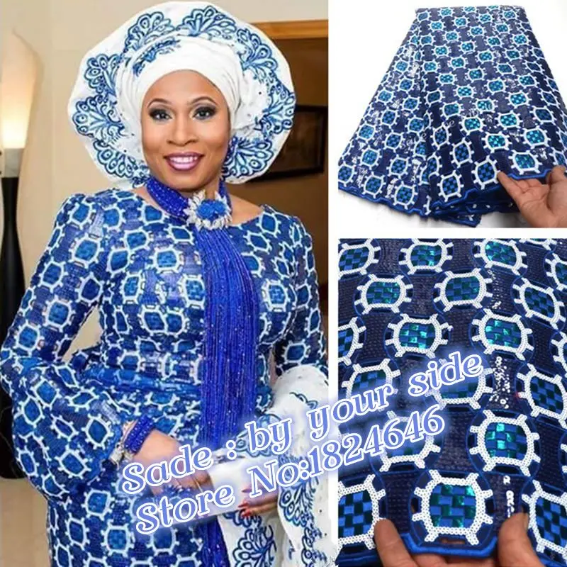 

Exclusive Navy Blue African handcut organza lace fabric Swiss voile lace with Allover sequins high quality for party dress IG901