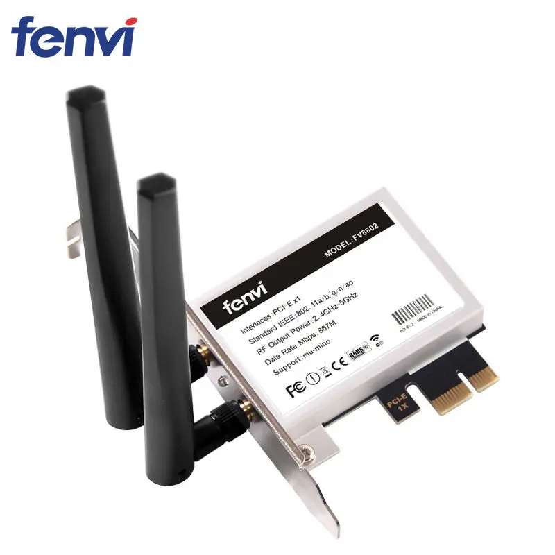 Fenvi Настольный Pci-E 1200 Мбит/с Wifi Mu-Mimo беспроводной-Ac 8265 802.11Ac Pci Express антенна адаптер для Intel 8265Ac + Bluetooth 4