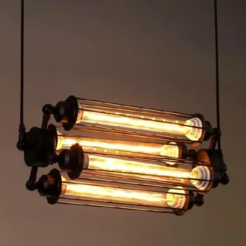 

Vintage American Style RH Lofts Pendant Light Steampunk Industrial Metal Pendant Tube Lamp Coffee Bar Restaurant Lights