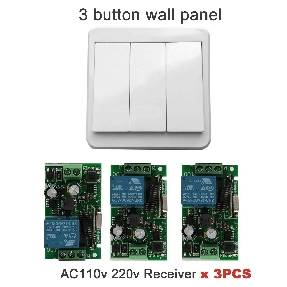 

QIACHIP 433Mhz 110V 220V 1CH Wireless Remote Control Switch Relay Receiver Module & Remote Controls Wall Switch Corridor Remoter