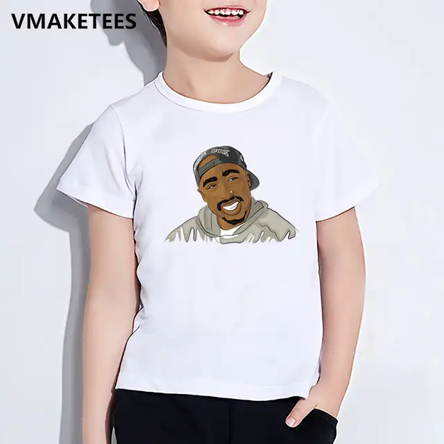 Children Tupac 2pac Hip Hop Swag Printed T Shirt Kids Summer Short