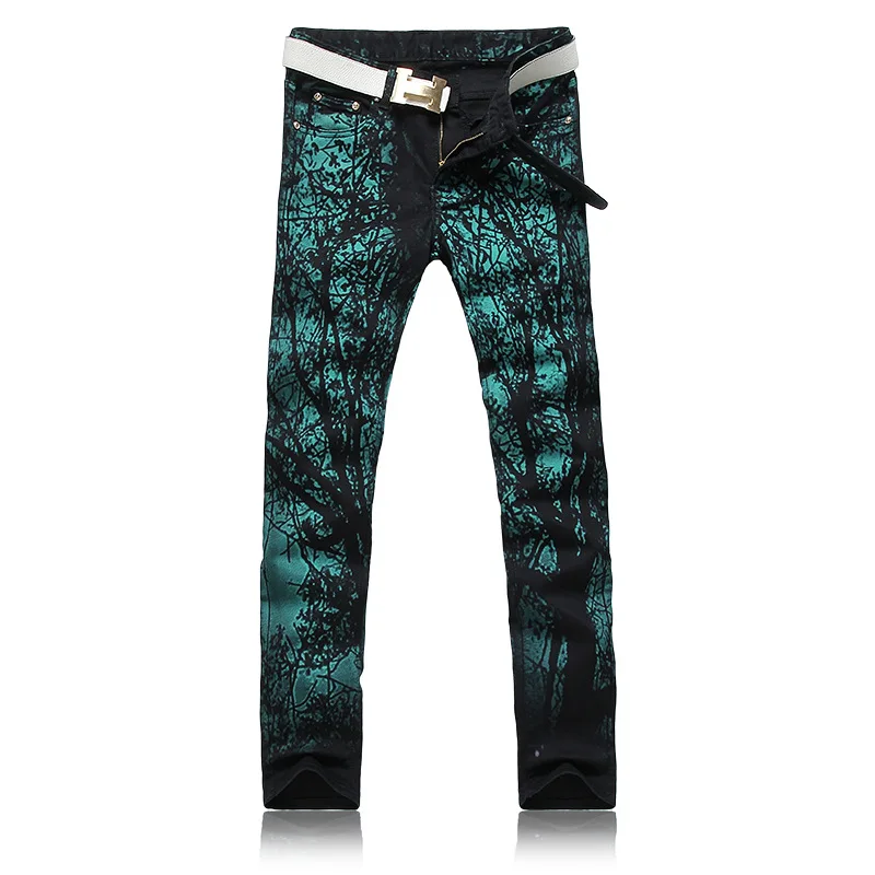 2017 New Black Printing Jeans Men Cotton Brand Designer Mens Printed