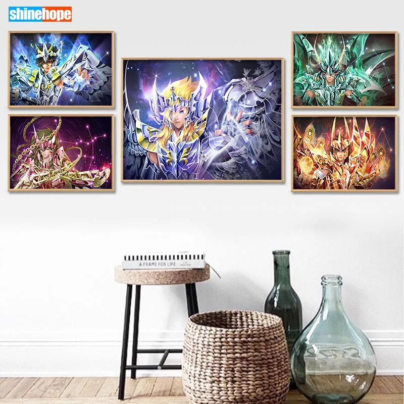 Холщовый постер Saint Seiya на заказ 27x40 см 30x45 домашний декор холщовая печать фотообои