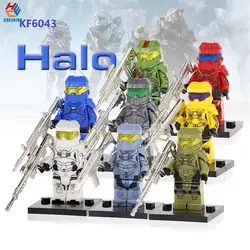 Одиночная продажа строительных блоков Halo Spartan Solider Warrior с настоящим металлическим оружием Экшн фигурки Кирпичи игрушки для детей KF6043