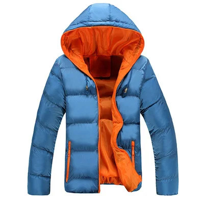 HOWL LOFTY 5XL Мужская Зимняя Повседневная Новая Толстая стеганая куртка с капюшоном на молнии, тонкое мужское и Женское пальто, Мужская парка, теплая верхняя одежда - Цвет: Blue Orange