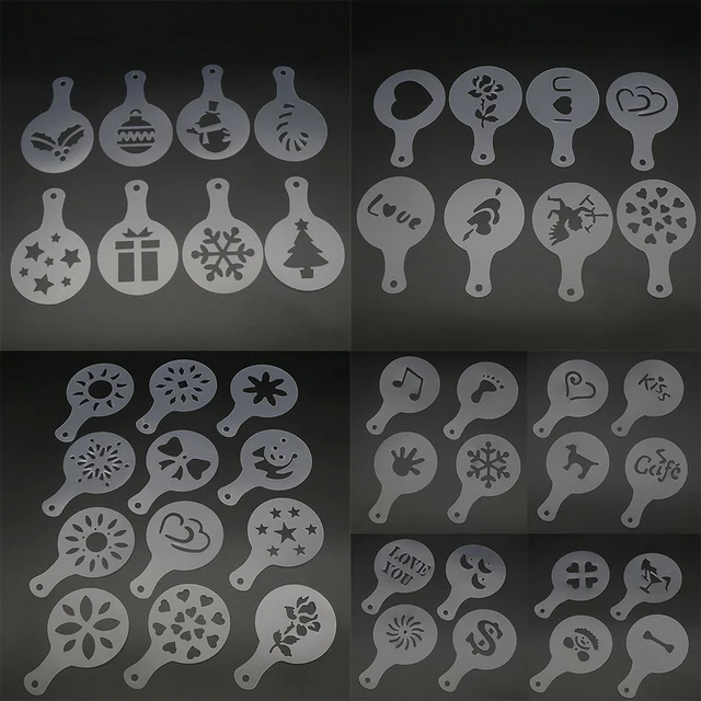 Cheap 2018 Hot Creative 8/12/16pcs/set Valentine Xmas Cake Cappuccino Stencils Cookie Latte Coffee Mold