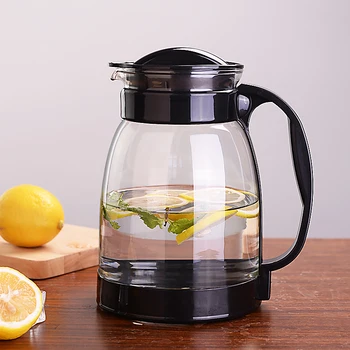 

2000ml Creative Large Capacity Teapot Transparent Glass Flower Tea Pot Home Cold Lemon Water Juice Handle Kettles Drinkware Art