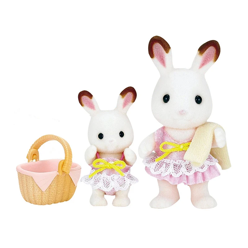 Sylvanian Families кукольный домик сцены Аксессуары для девочек Набор для плавания w/2 фигурки кролика Новинка - Цвет: 52338