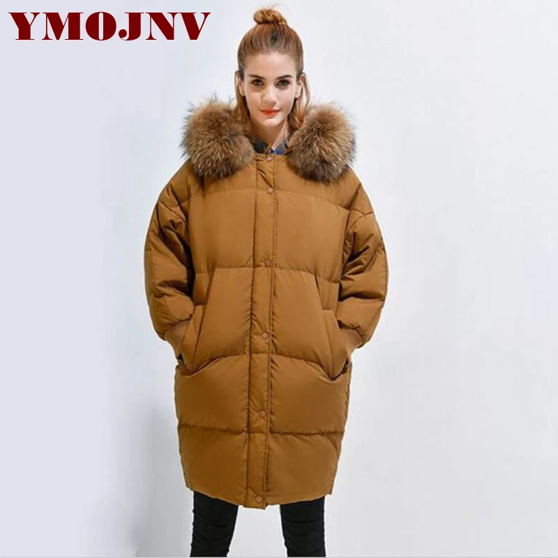 real raccoon fur winter coat thickened parka women cocoon