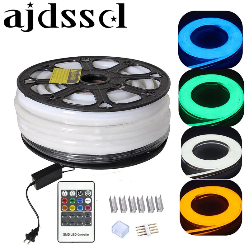 Гибкий светодиодный неоновый шнур 220 В 110 RGB 25 м 50 100 для помещений и улицы