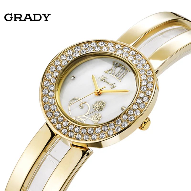 Brand Stainless steel Wristwatch Bangle Bracelet Woman Ladies Diamond Clock Female Dress Quartz Wrist Watch Free