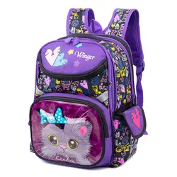 Топ 2019 новый мультфильм школьные сумки рюкзак для девочек Кот Медведь узор детский ортопедический рюкзак Mochila Infantil класс 1-3