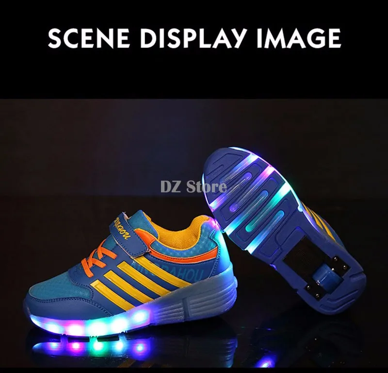 Повседневная детская обувь для катания на роликах; детская обувь с подсветкой; Светящиеся кроссовки с колесиками для мальчиков и девочек; мужские Летние Стильные tenis infantil