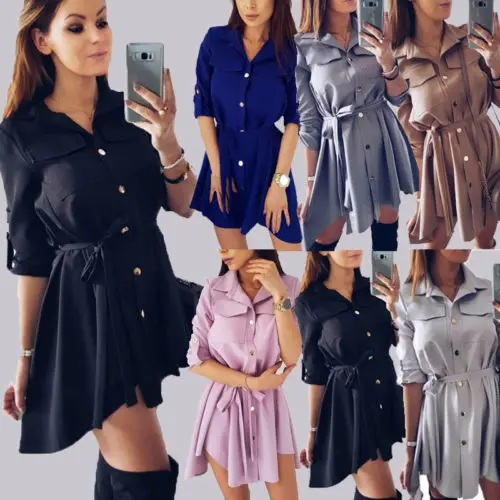 

2017 New Hot Sexy Women Choker V Neck Long Top T-shirt Ladies Casual Party Mini Dress Size S-XL