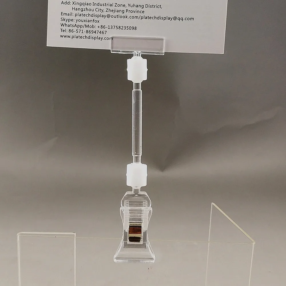 C012 прозрачные поп-товары пластиковые вывески бумажные карты дисплей Цена Этикетка продвижение небольшие зажимы держатели в розницу 30 шт