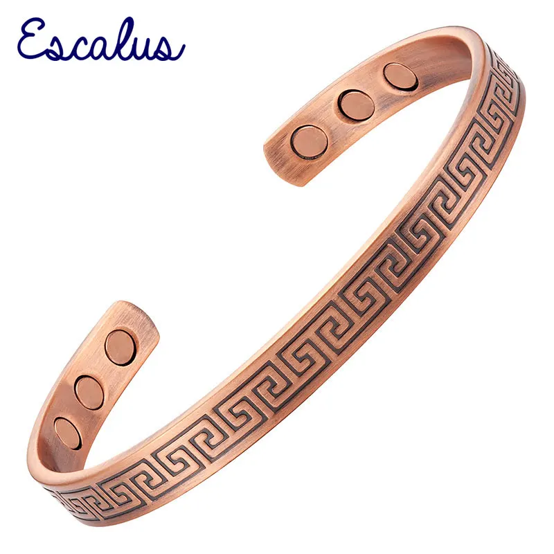 

Escalus Men's Pure Copper Magnetic Bangle For Women Antique Copper Maze Style Powerful Health Charm Bracelet Jewelry
