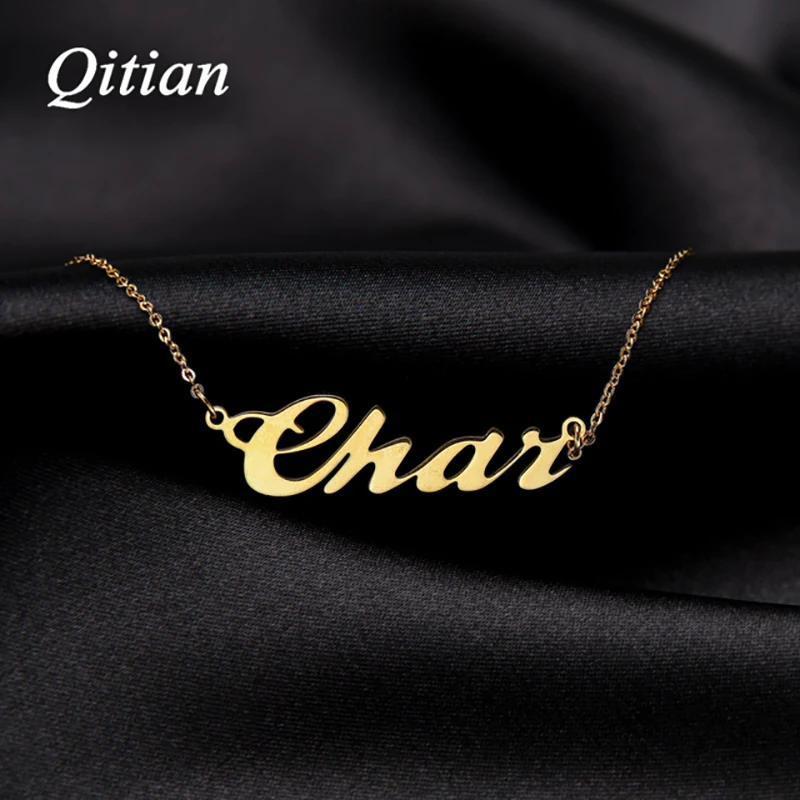 

Personalized Name Necklace,Gold Color Stainless Steel Custom Necklaces For Gift Nameplate Pendant Choker Not Change Color
