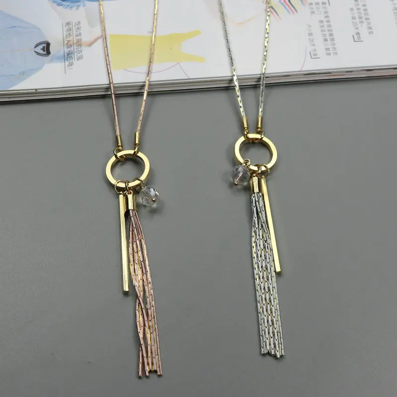 

Long Chain Tassel Necklace Women Ethnic Circle Crystal Beads Pendant Necklace Vintage Fashion Jewelry On The Neck Personalized