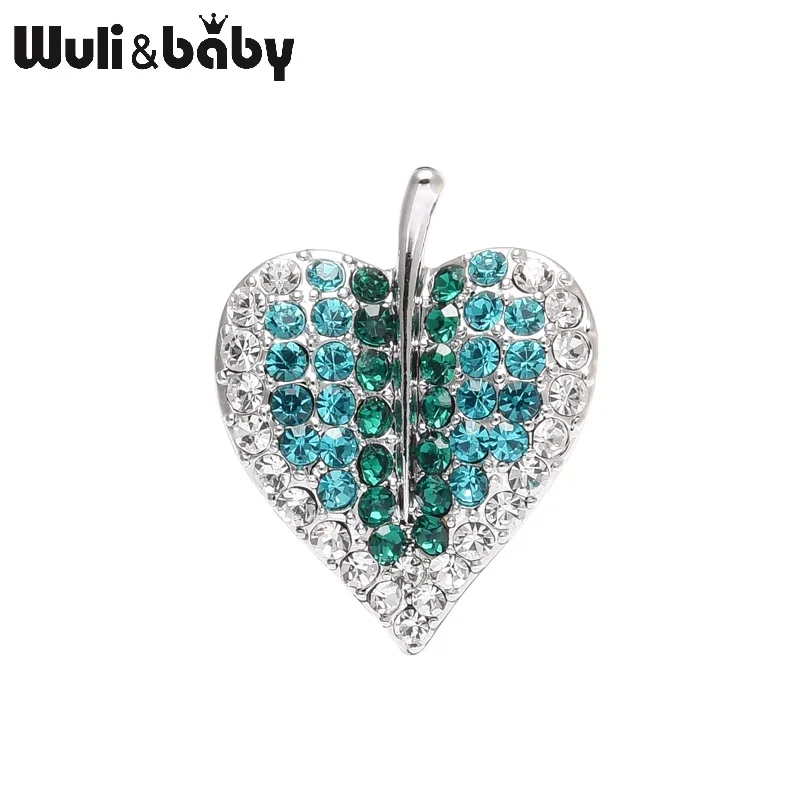 

Wuli&baby Sparkling Full Rhinestone Peach Heart Brooch Pins Women Collar Accessories Best Women Jewelry Gift