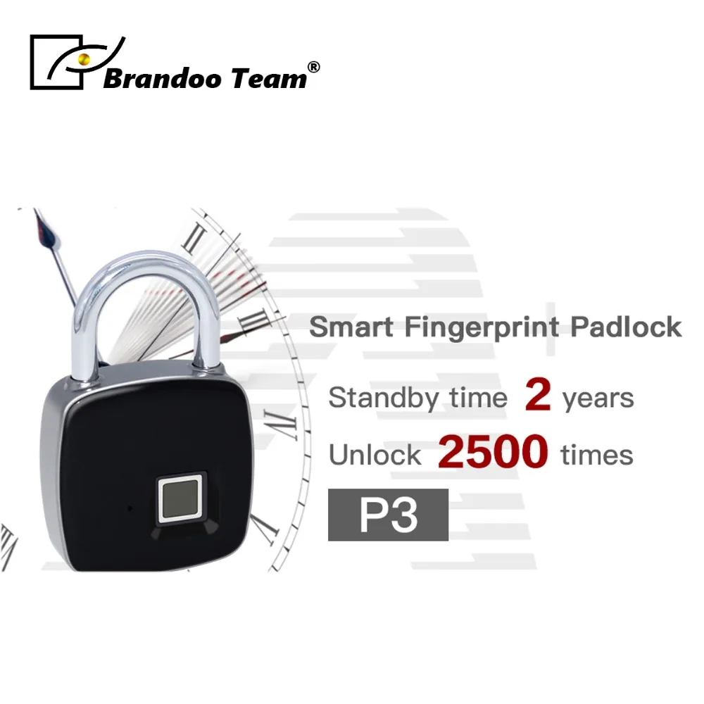 

USB Rechargeable Smart Keyless Fingerprint Lock IP65 Waterproof Anti-Theft Security Padlock Door Luggage Case Lock