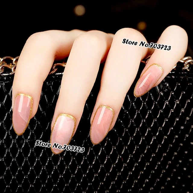 L-029)Pink Marble-Nails Long Coffin Fake Marble Nails Design Acrylic –  halobuyall