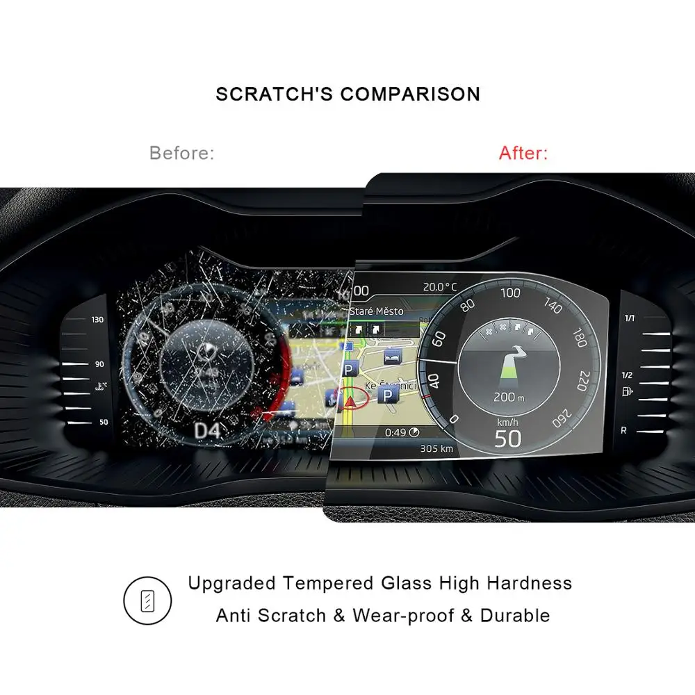 RUIYA car screen protector for Skoda Octavia/kodiaq/Superb LCD instrument panel screen,9H tempered glass screen protective film RUIYA car screen protector for Skoda Octavia/kodiaq/Superb LCD instrument panel screen,9H tempered glass screen protective film