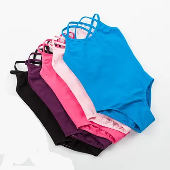 

Double Strap Camisole Girls Leotard for Ballet Dance Gymnastics Child Sleeveless Ballet Bodysuit Dancewear Pink black rose blue