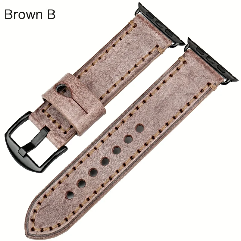 Ремешок для часов MAIKES из натуральной кожи для Apple Watch, ремешок 44 мм, 40 мм, 42 мм, 38 мм, серия 4, 3, 2, 1, iWatch, ремешок для часов, браслет для часов - Цвет ремешка: Brown B
