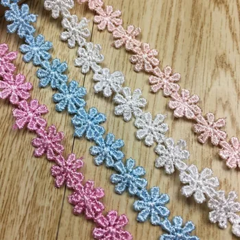 

2Y/lot New Water Soluble 7Petal Embroidery Small Flower Lace Clothing DIY Decorative Fashion Home Crafts Accessories Lace Ribbon