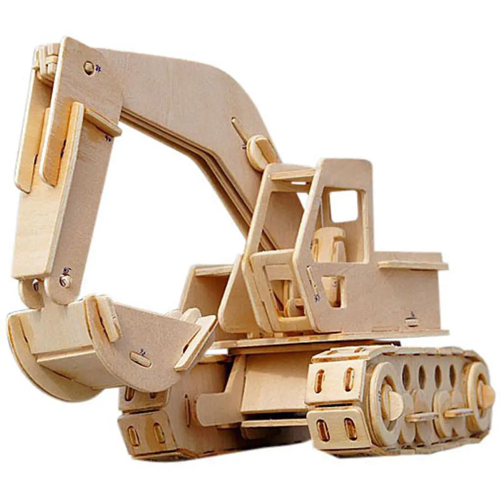 Excavator Wooden Model Building Block Boy Toy Giftin Model Building