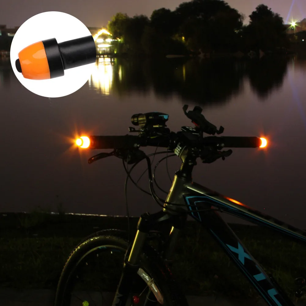 2 шт. велосипедный фонарик для крепления на руле Мощность 2* CR2032 Кнопка Батарея лампа медленно/быстро мигающий фонарь Водонепроницаемый для ночного вождения велосипеда