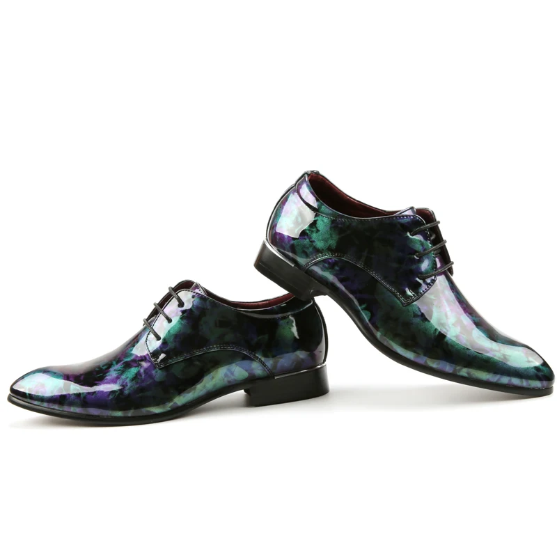 fashion camouflage men patent leather shoes mixed colors italian dress male footwear print flower wedding oxford shoes for men (7)