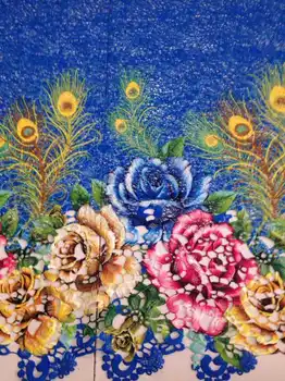 

Blue printed guipure lace colorful digital print African fashion lace cupion lace 2017 latest designs for fashion dress tissue