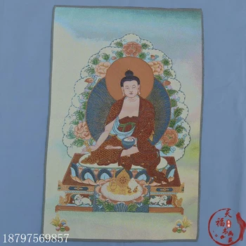 

Christmas Thangka Zangka brocade silk painting embroidery Tibetan gold silk embroidery Nepal Pharmacist Buddha Halloween
