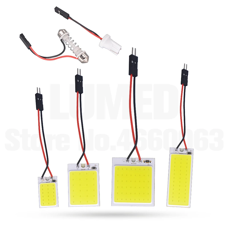 100Set T10 LED W5W C5W LED Car lights Auto 18 24 36 48 Chips Auto Interior Dome Reading Lamp Festoon 2Adapter