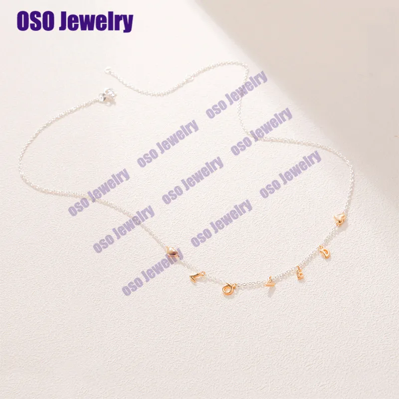 

Genuine 925 Silver Loved Script Necklace Fow Women Gift Plata de ley 925 Fashion Jewelry