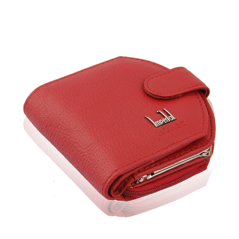 2016 Fashion Genuine Leather Red Women Wallet  Short Luxury Famous Brand Designer Purse Clutch Bag Coin Money Card Holder Hot