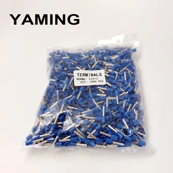 2.5mm2 E2512 Cable Wire Tube insulating terminals 14 AWG Connector Insulating Crimp Insulated Terminal 1000PCS/Pack 1000 pcs e7508 tube pre insulating terminal insulated cable wire connector crimp terminal type tg jt awg 20 e