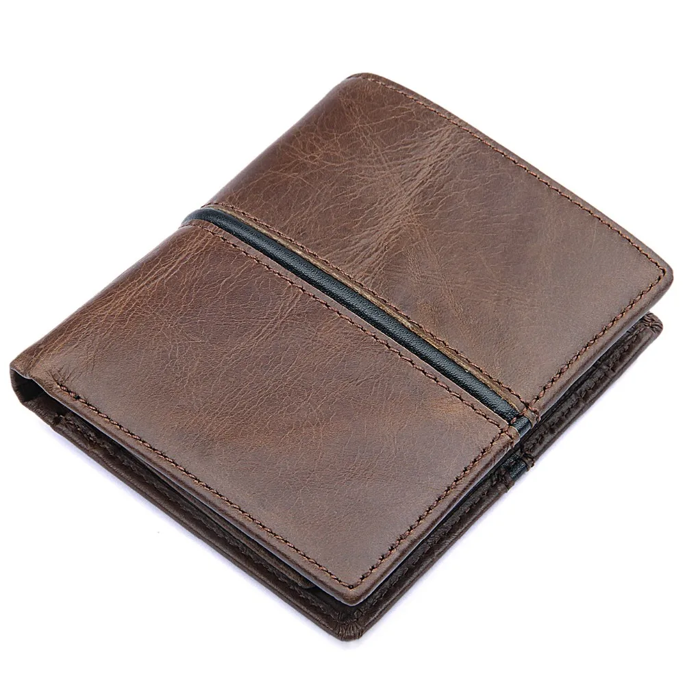 

Genuine Leather Wallet Male Purses Pocket Card Holder Slim for Credit Cards Men Brand Transversal Vertical Purse Oil Wax Wallets