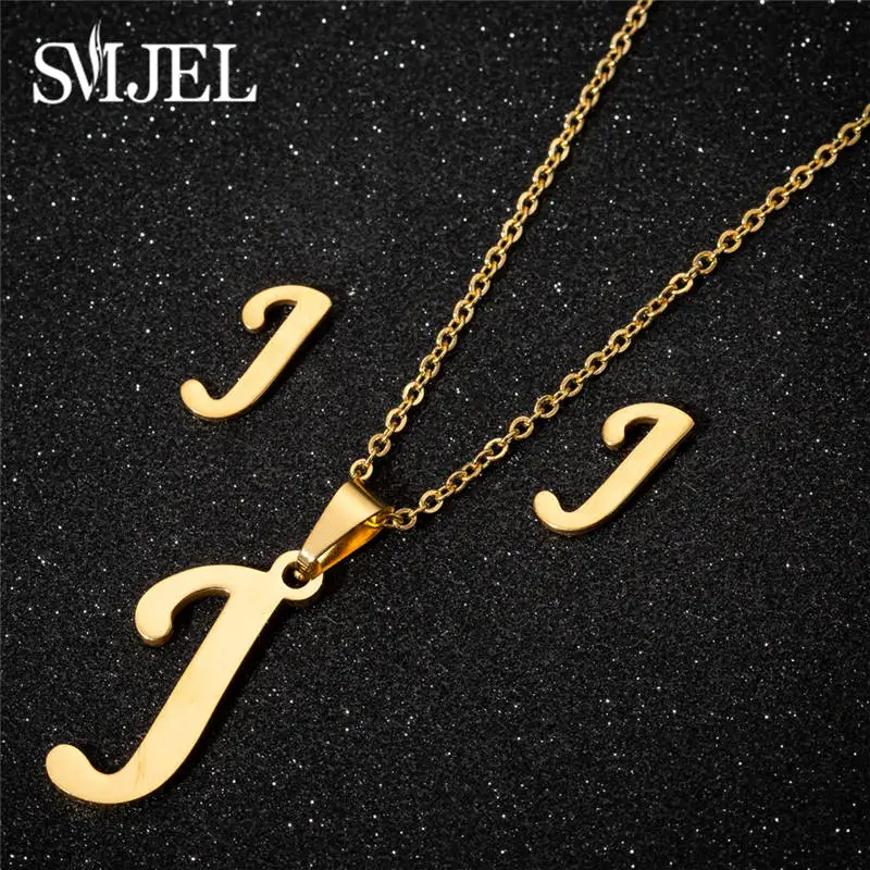 SMJEL Tiny Initial Letter Earrings Stainless Steel Personalize A-Z Alphabet Stud Earings Everyday Jewelry Bridesmaids brincos - Image 2