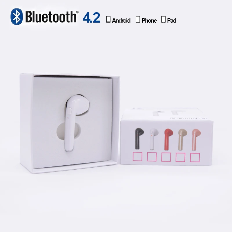 100 шт./лот Bluetooth V4.2 Наушники Mini I7S беспроводная гарнитура i7s наушники вкладыши в ухо